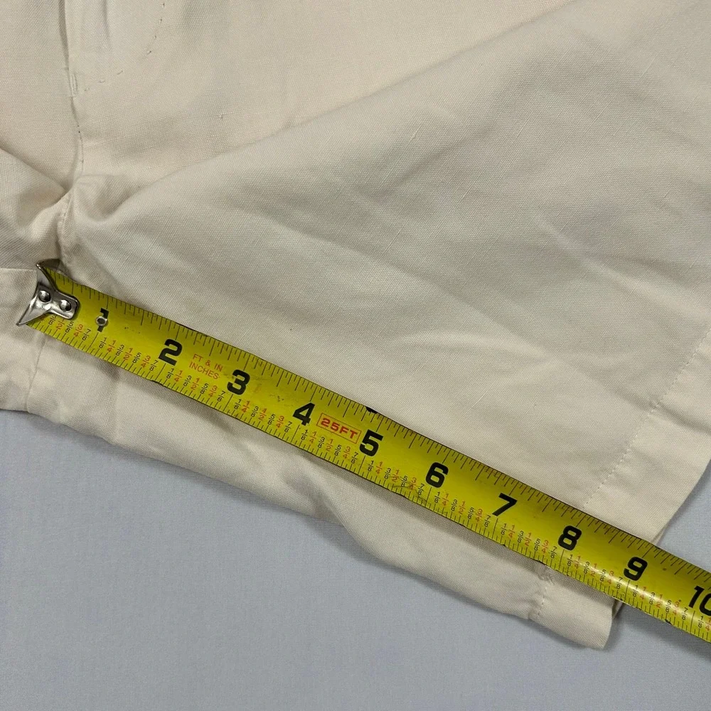 Peter Millar Shorts Mens 36 Cream Cotton Silk Blend Chino Golf Lightweight